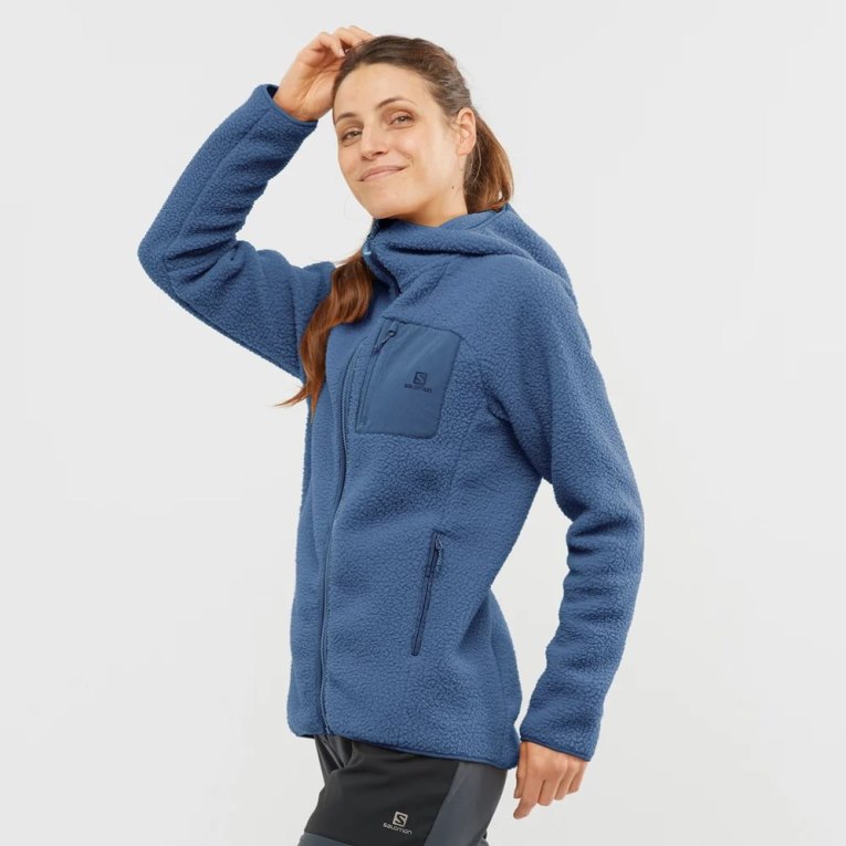 Chaquetas Salomon Outline Warm Teddy Full Zip Mujer Azules | MX XMJI327